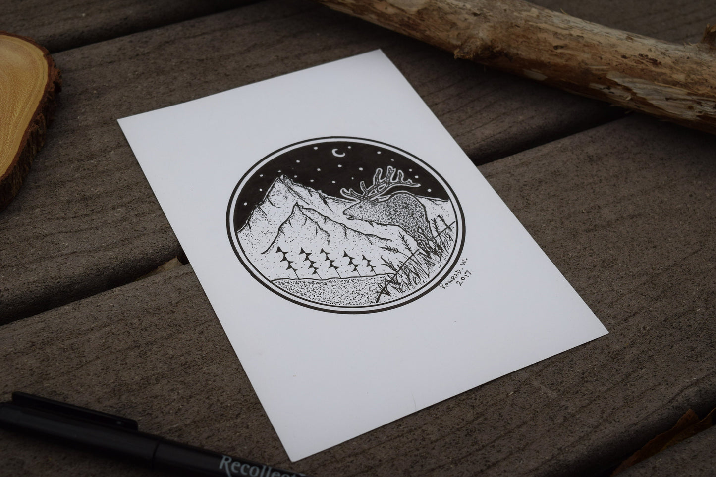 The Classic Elk - ORIGINAL Pen Illustration