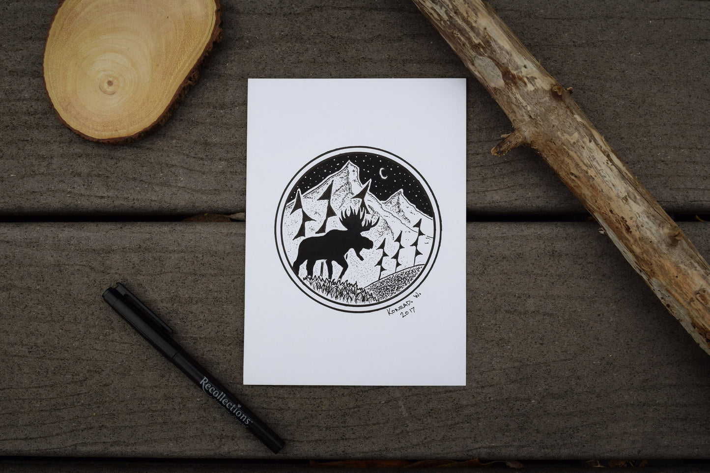 The Classic Moose - ORIGINAL Pen Illustration