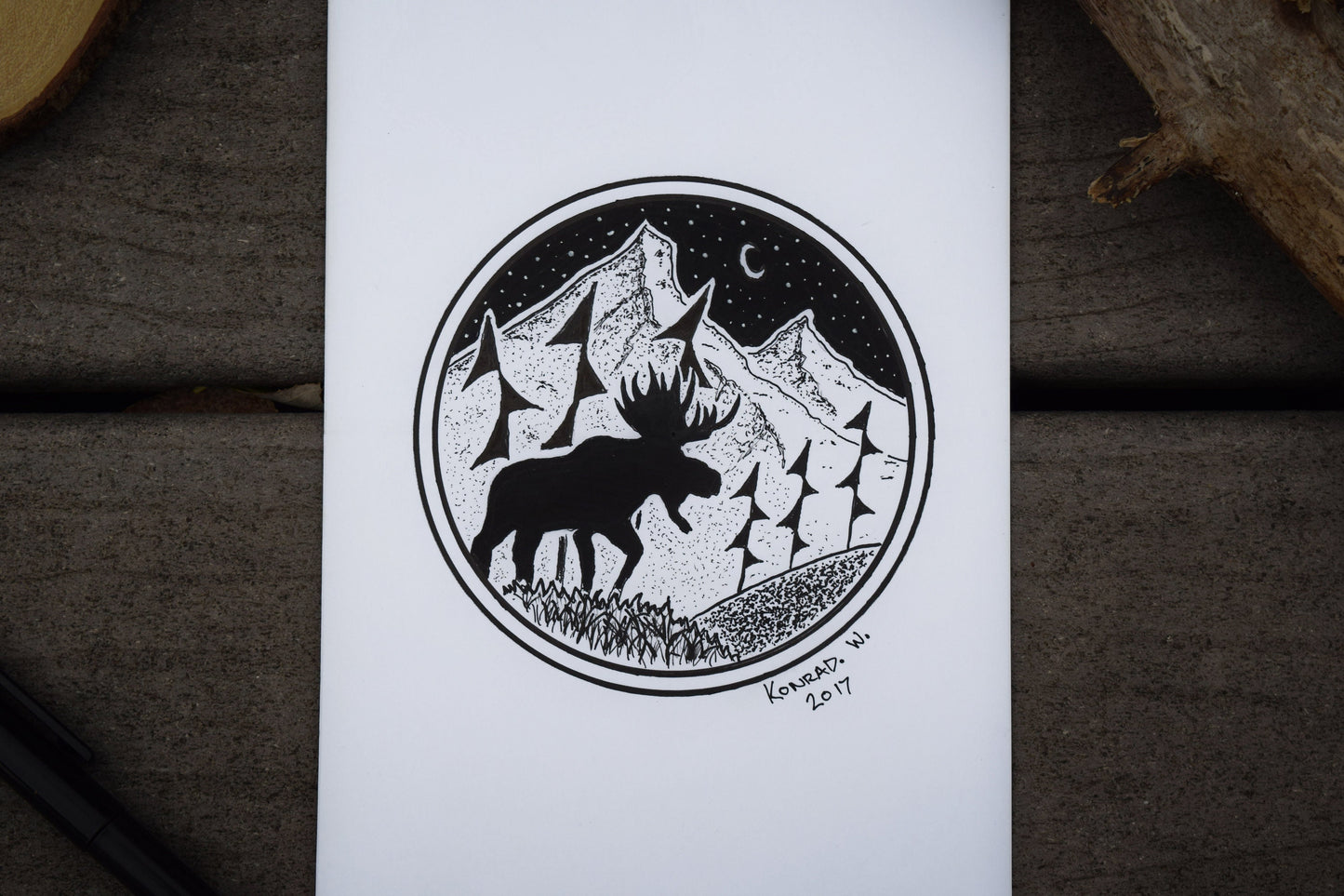 The Classic Moose - ORIGINAL Pen Illustration