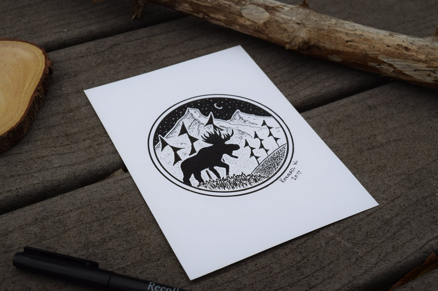 The Classic Moose - ORIGINAL Pen Illustration