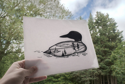 Loon Silhouette - Pen and Ink PRINT