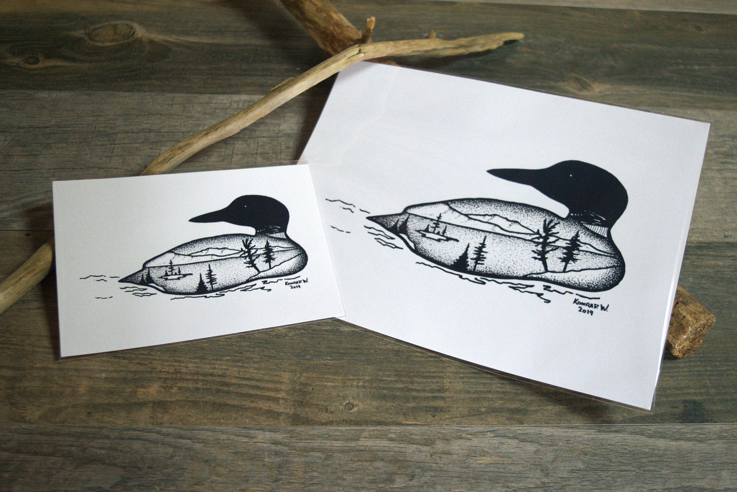 Loon Silhouette - Pen and Ink PRINT