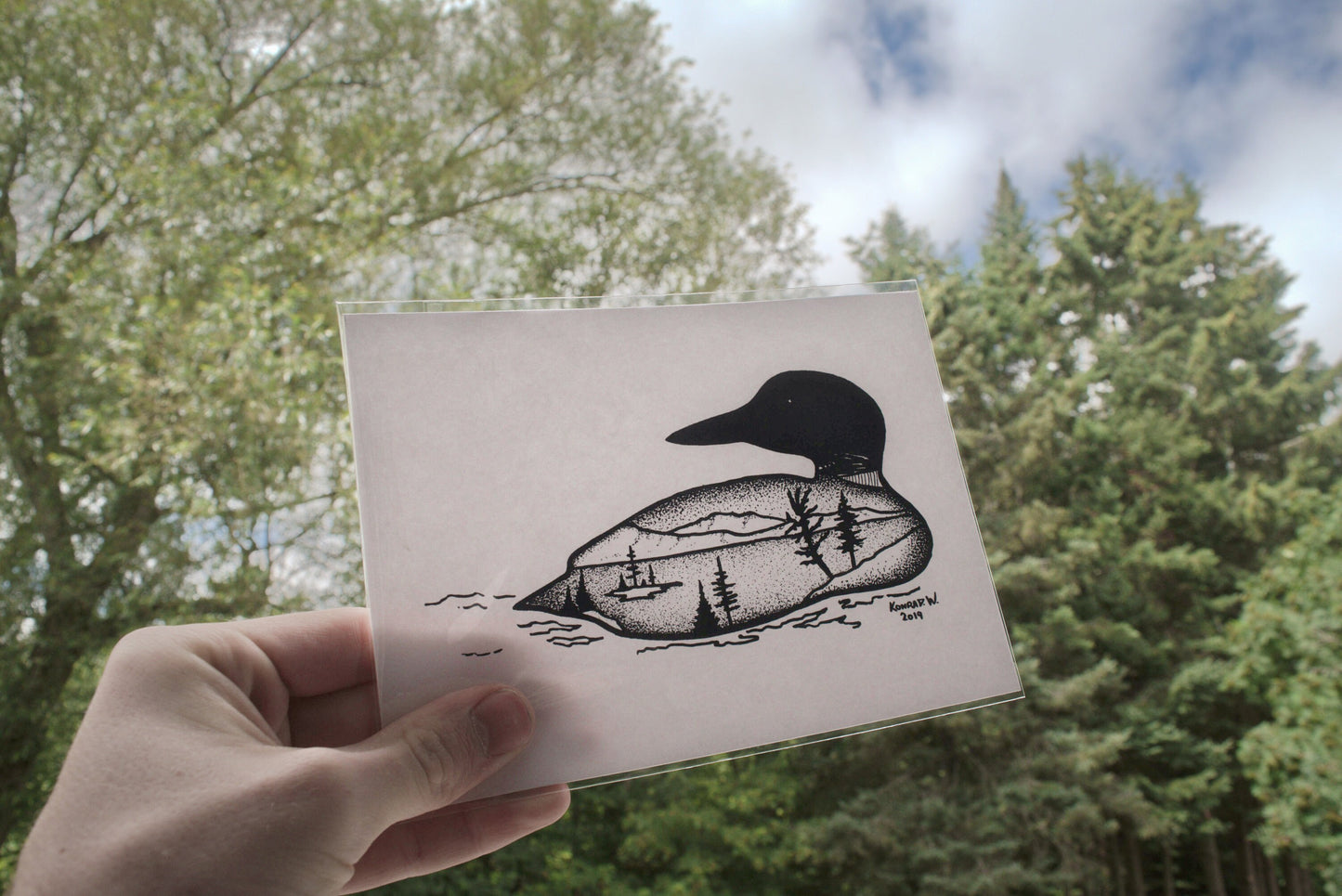 Loon Silhouette - Pen and Ink PRINT