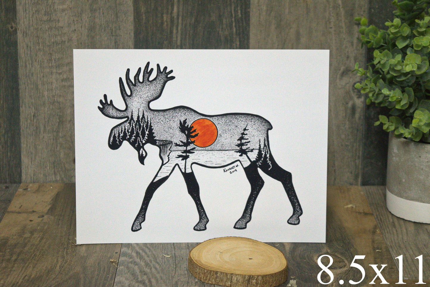 Moose Silhouette - Pen and Ink PRINT