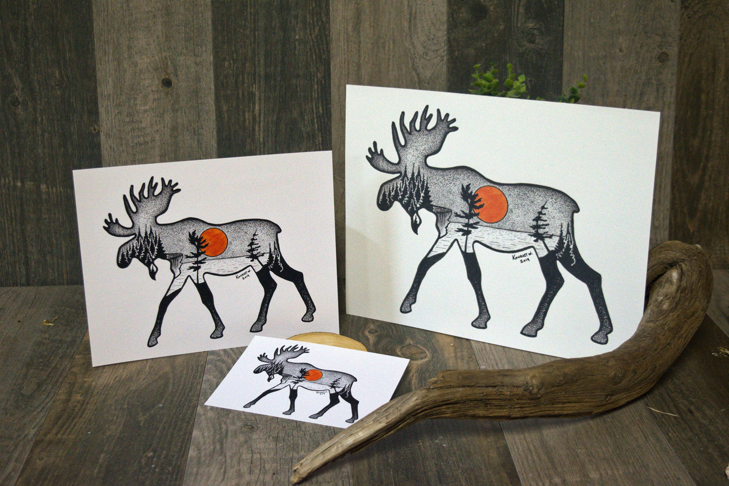 Moose Silhouette - Pen and Ink PRINT