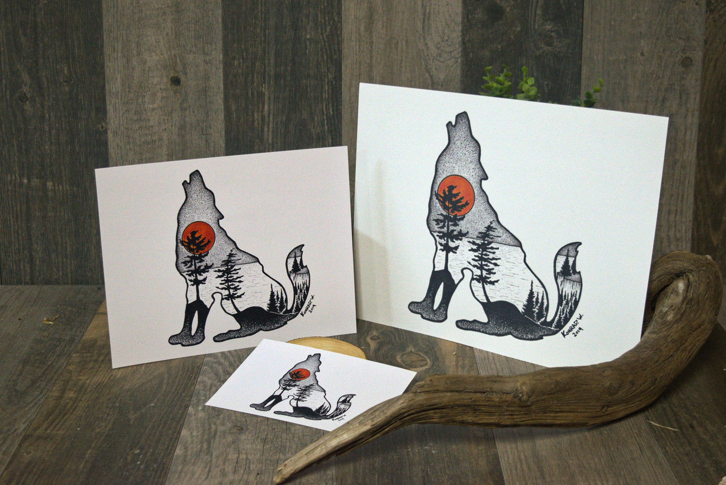 Wolf Silhouette - Pen and Ink PRINT