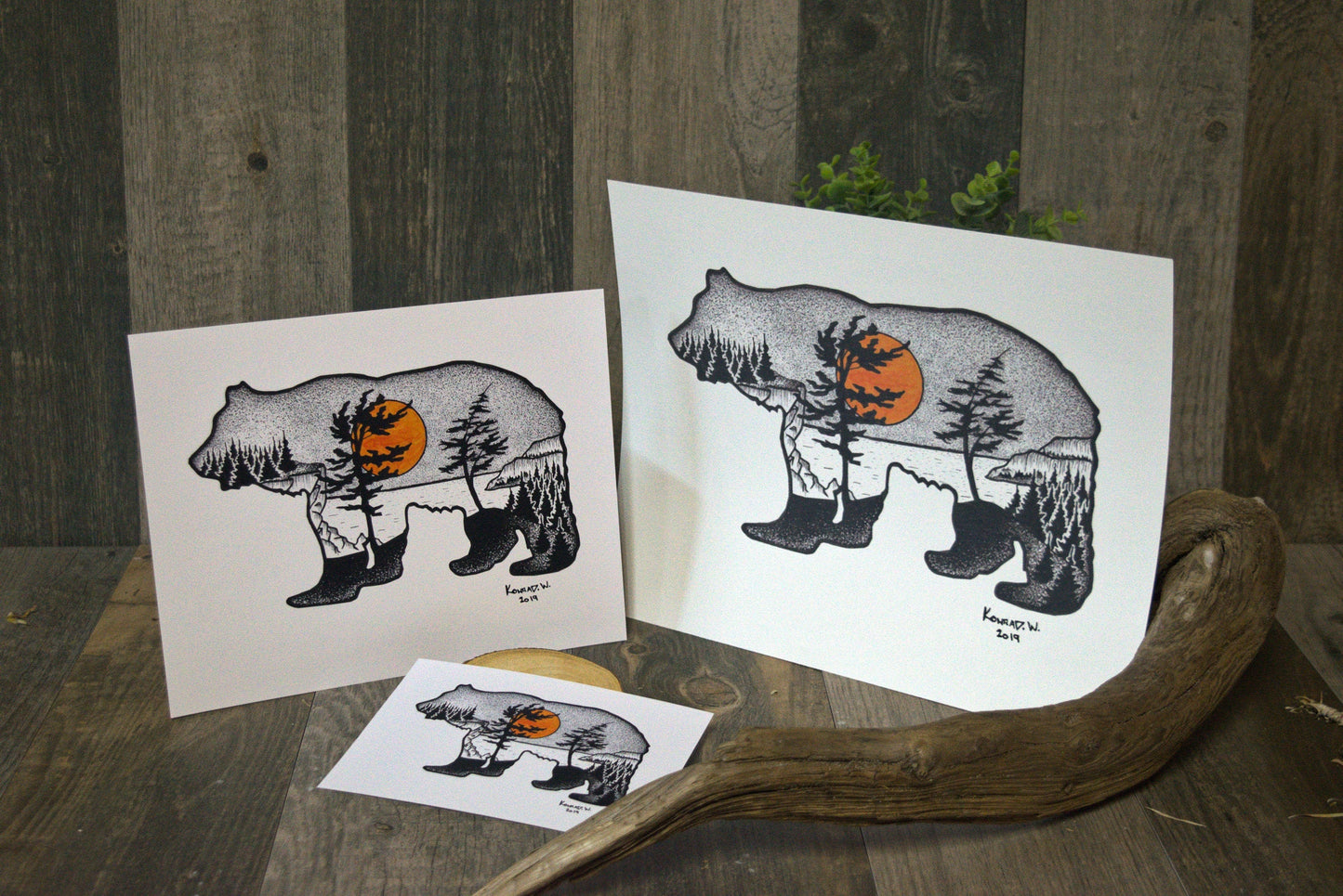 Bear Silhouette - Pen and Ink PRINT