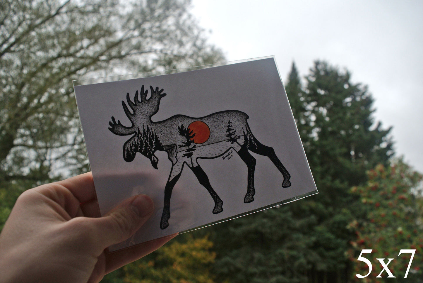 Moose Silhouette - Pen and Ink PRINT