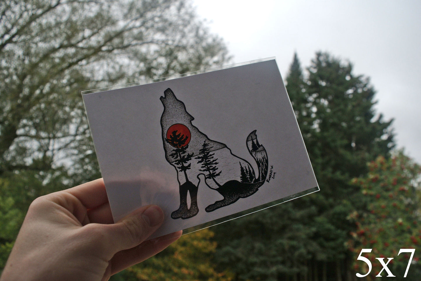 Wolf Silhouette - Pen and Ink PRINT