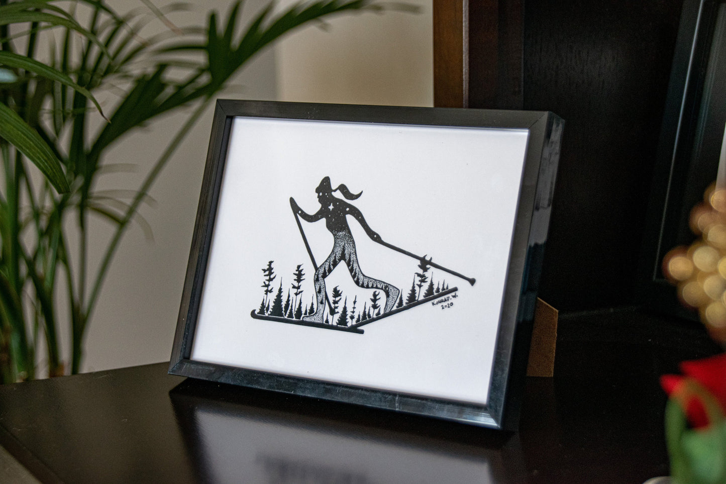 Female Nordic Skier - Pen and Ink PRINT