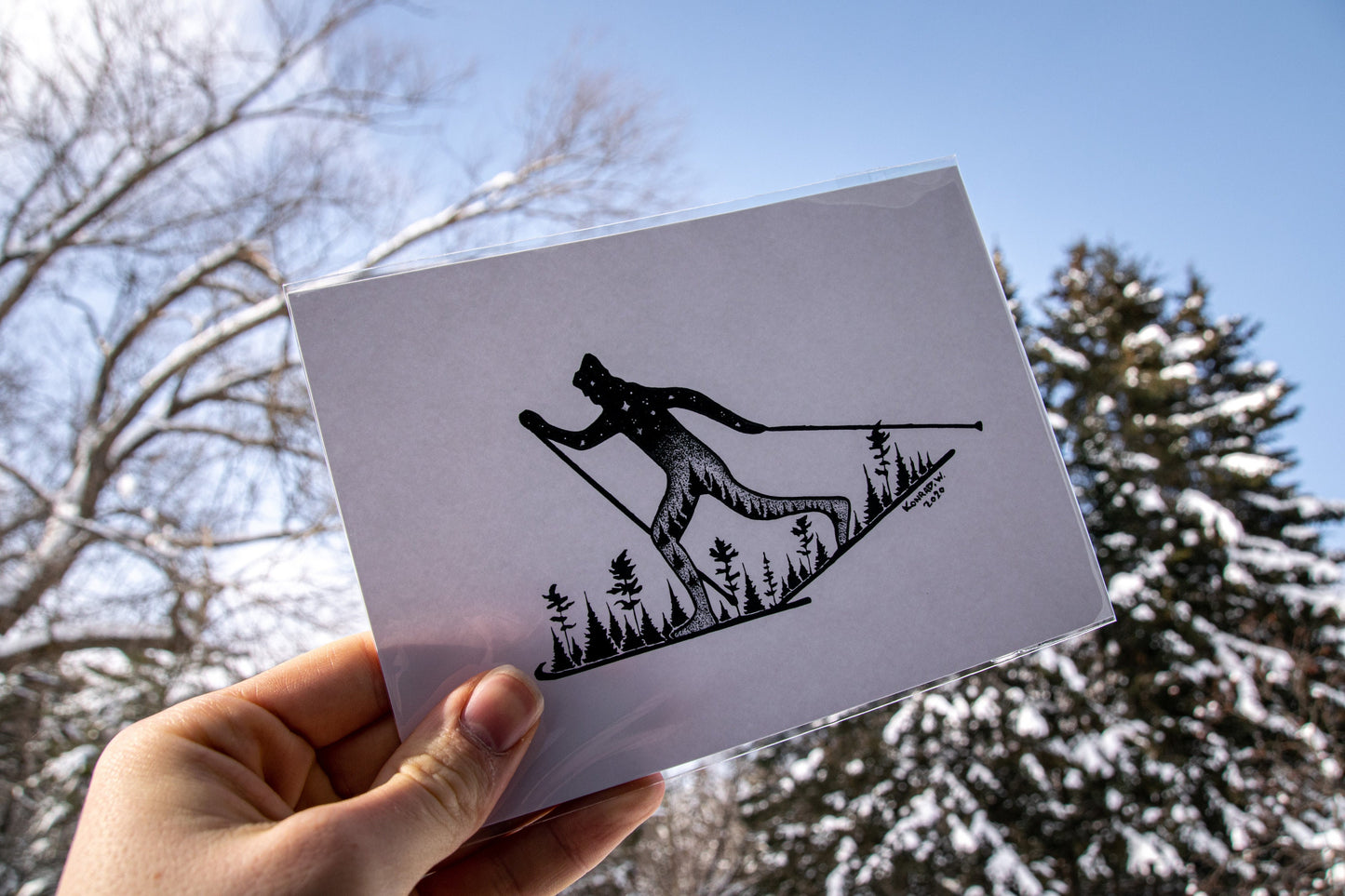Male Nordic Skier - Pen and Ink PRINT
