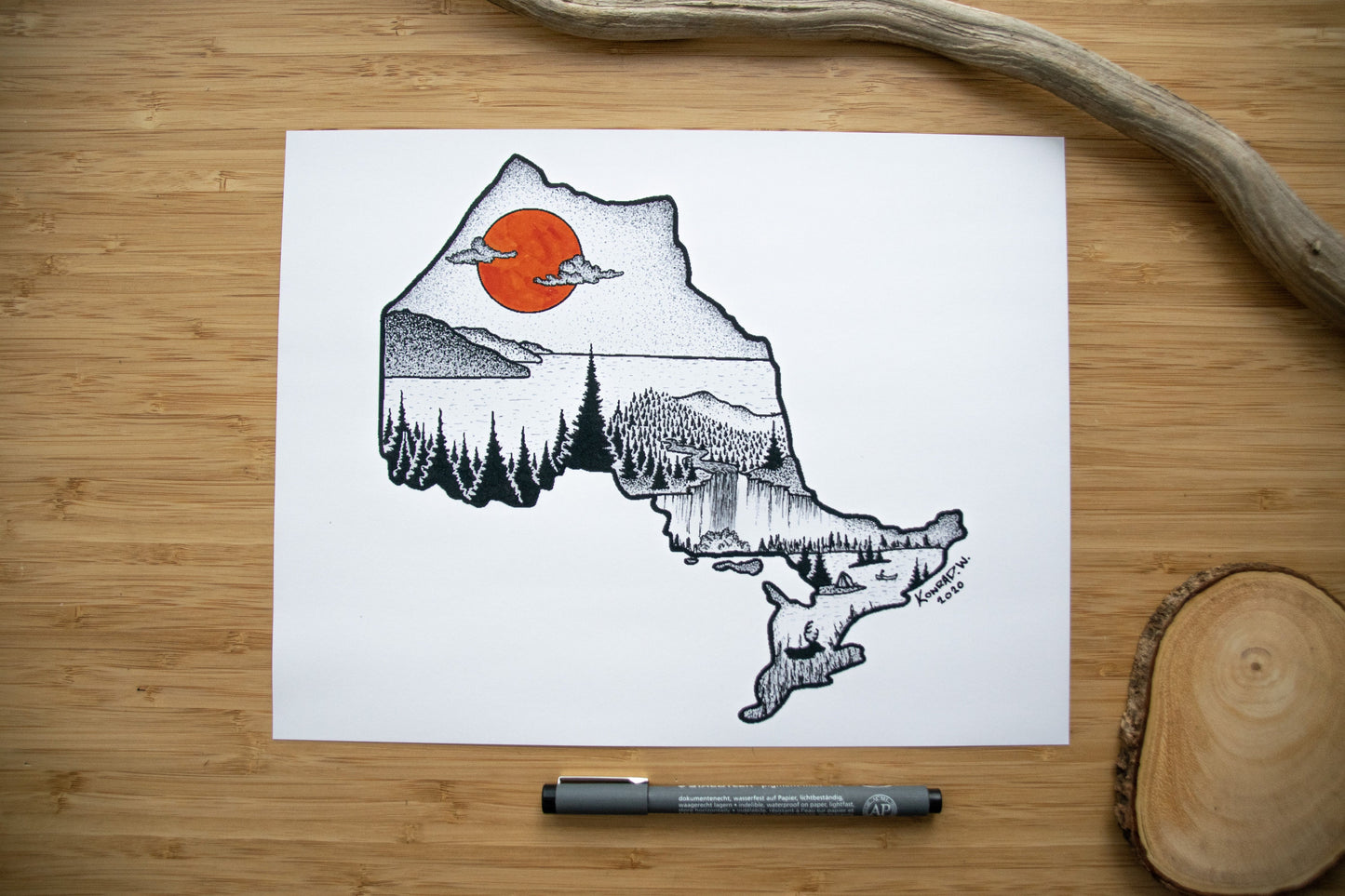 Ontario Silhouette - Pen and Ink PRINT