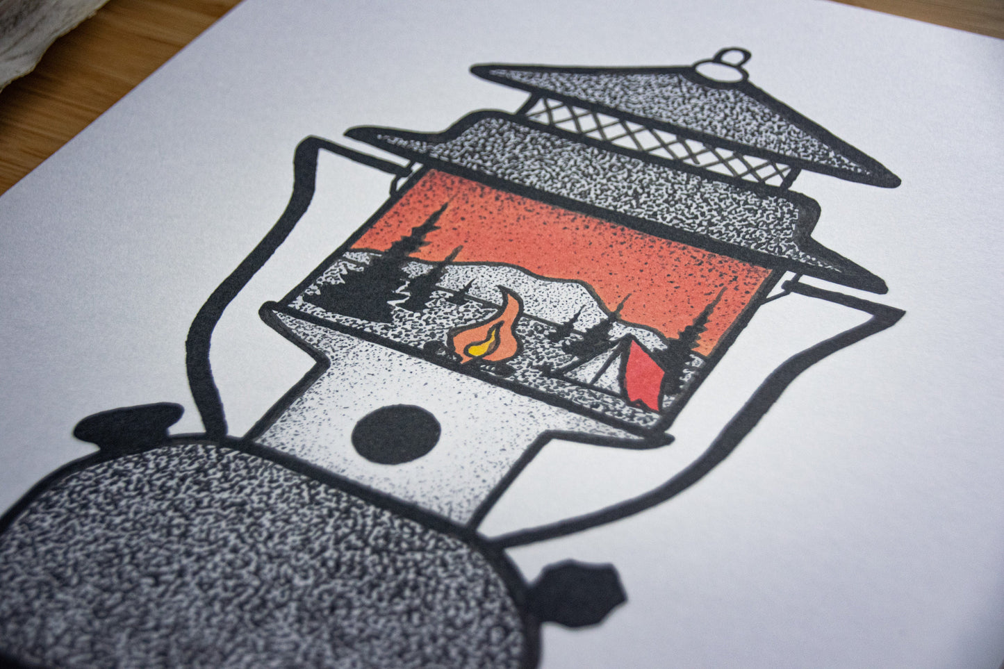 Camping Lantern - Pen and Ink PRINT