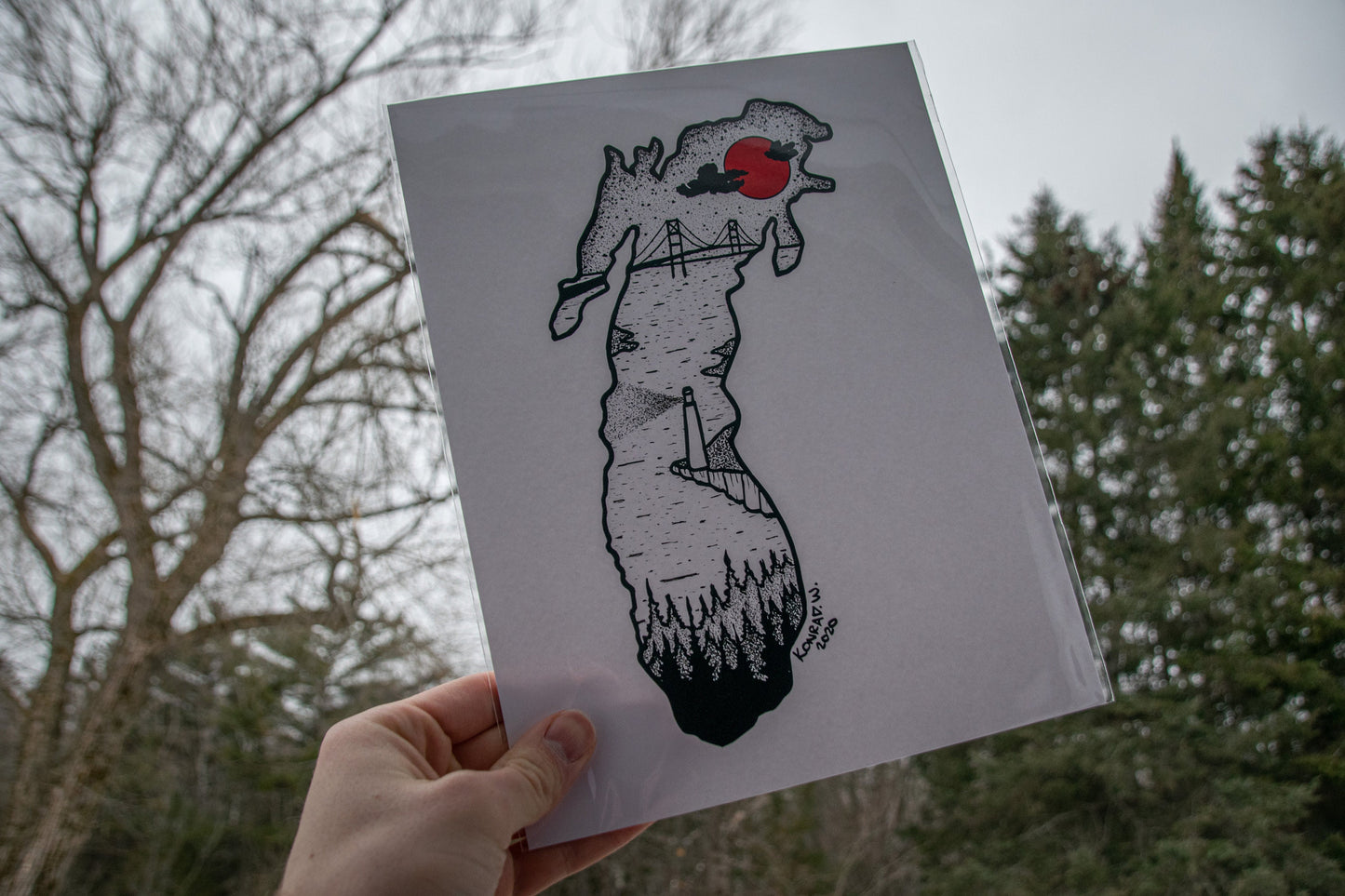 Lake Michigan - Pen and Ink PRINT