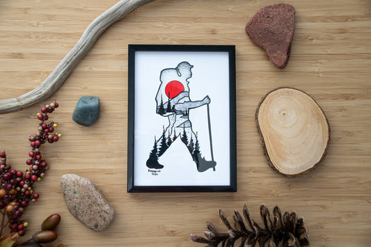 Hiker Print - Pen and Ink PRINT