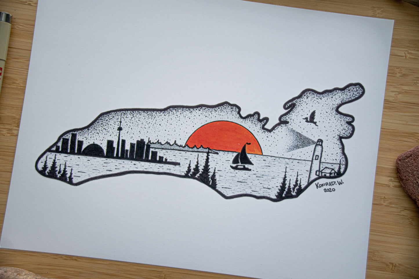 Lake Ontario - Pen and Ink PRINT