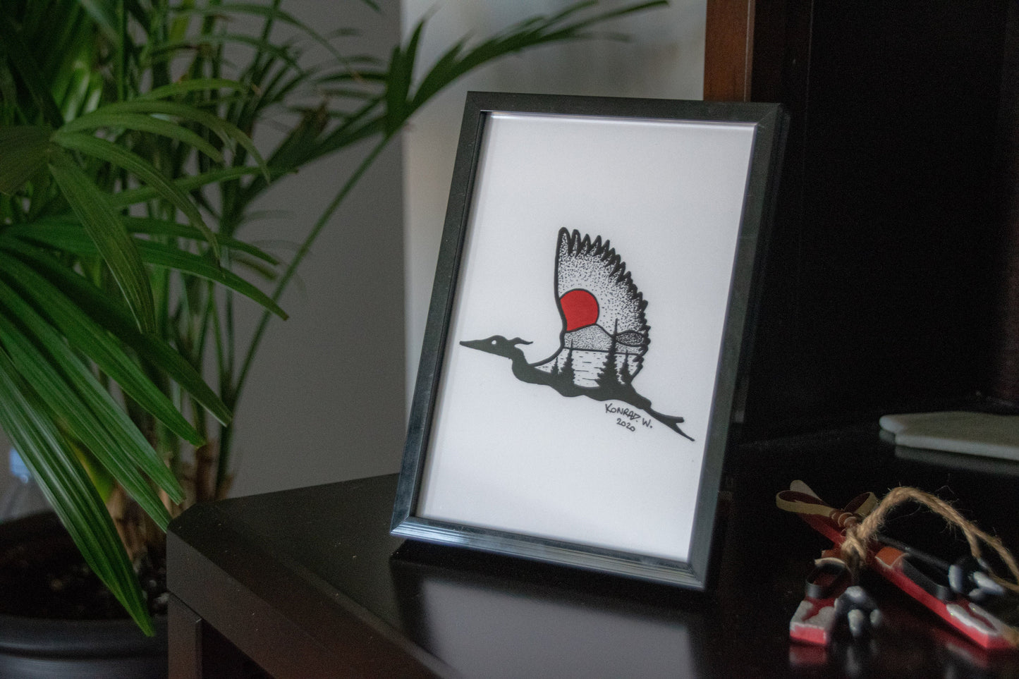 Flying Heron - Pen and Ink PRINT