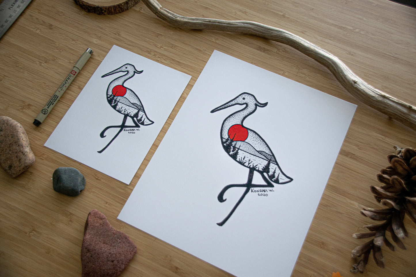 Heron - Pen and Ink PRINT