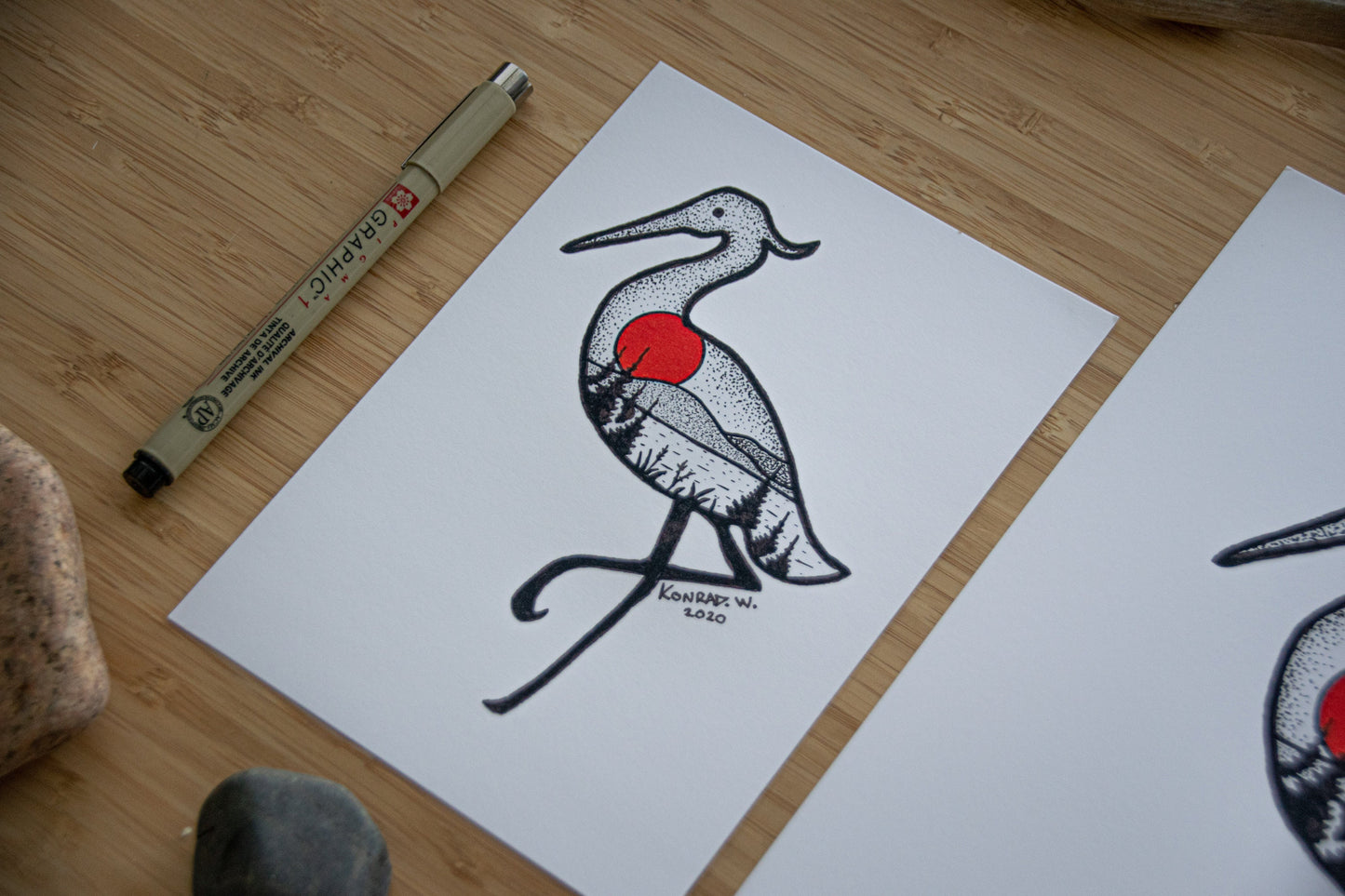 Heron - Pen and Ink PRINT