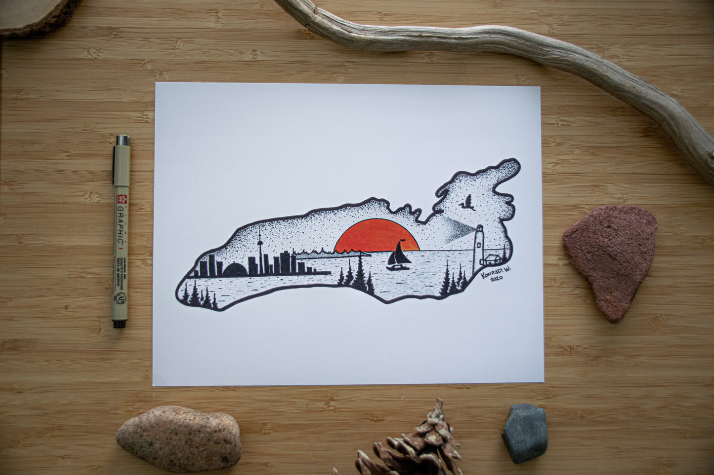 Lake Ontario - Pen and Ink PRINT