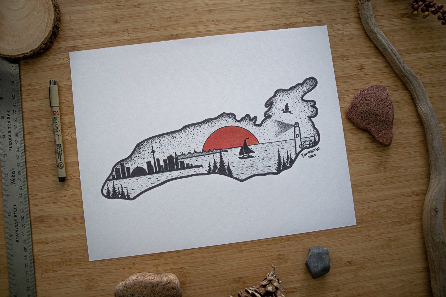 Lake Ontario - Pen and Ink PRINT