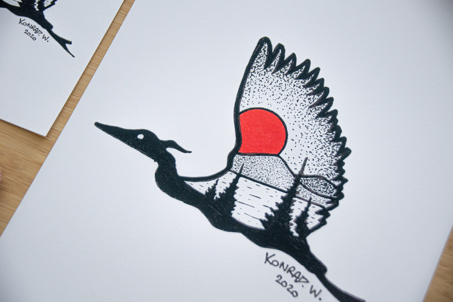 Flying Heron - Pen and Ink PRINT