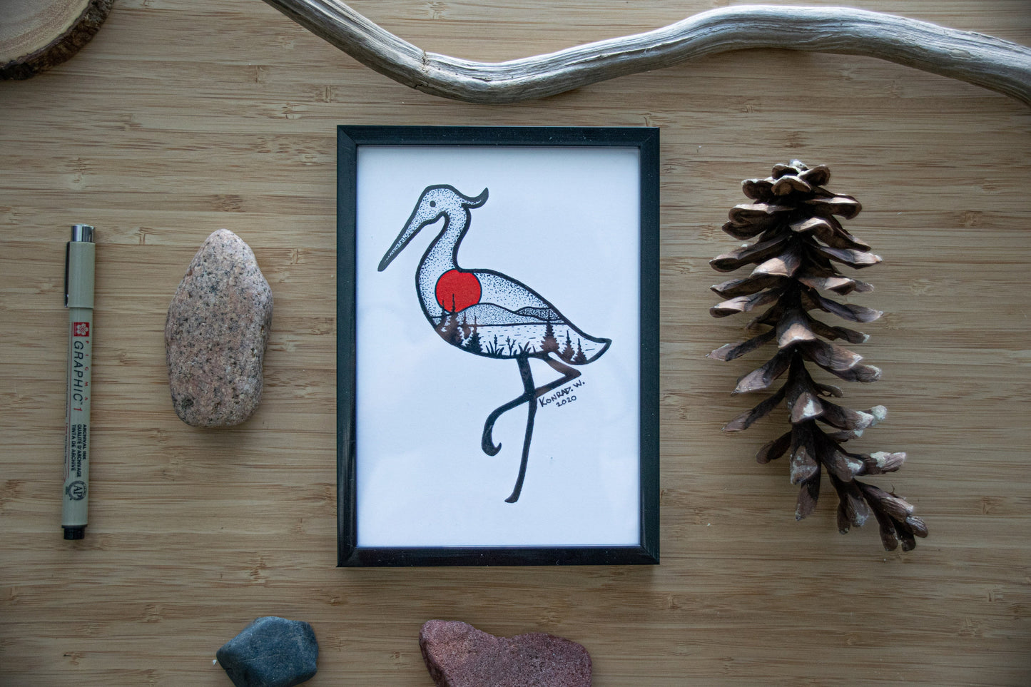 Heron - Pen and Ink PRINT