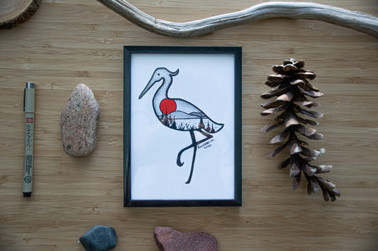 Heron - Pen and Ink PRINT