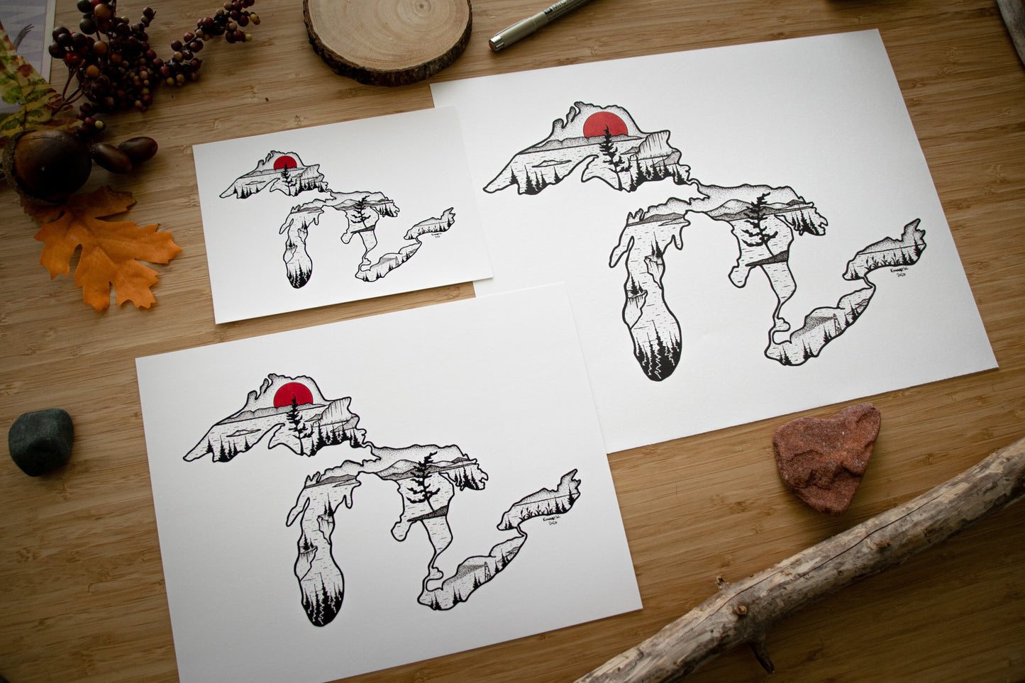 The Great Lakes - Pen and Ink PRINT