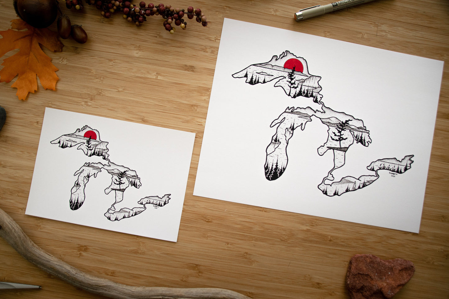 The Great Lakes - Pen and Ink PRINT