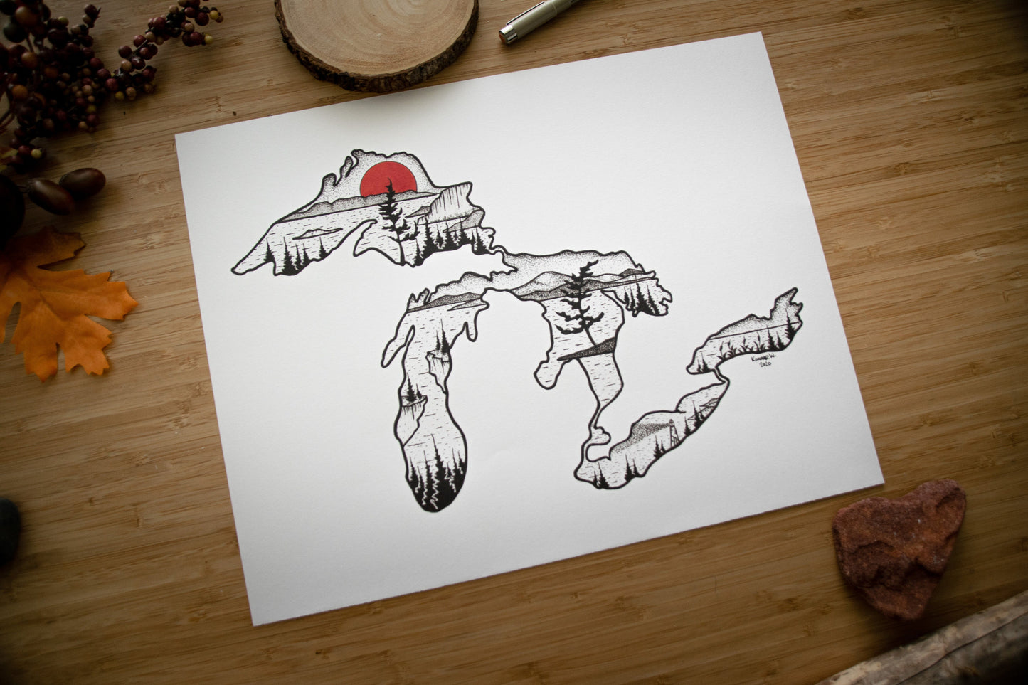 The Great Lakes - Pen and Ink PRINT