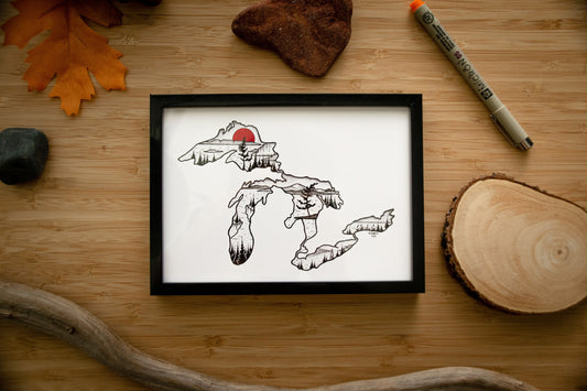 The Great Lakes - Pen and Ink PRINT