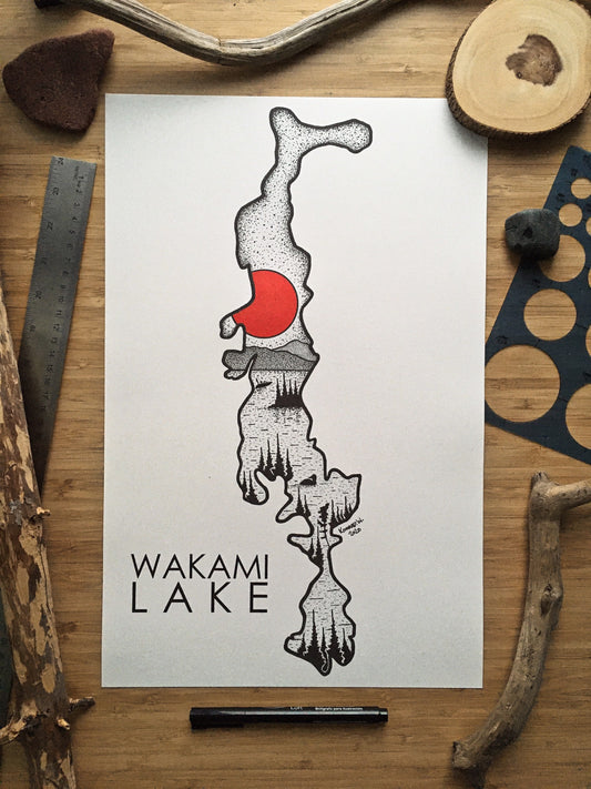 Wakami Lake - Pen & Ink PRINT