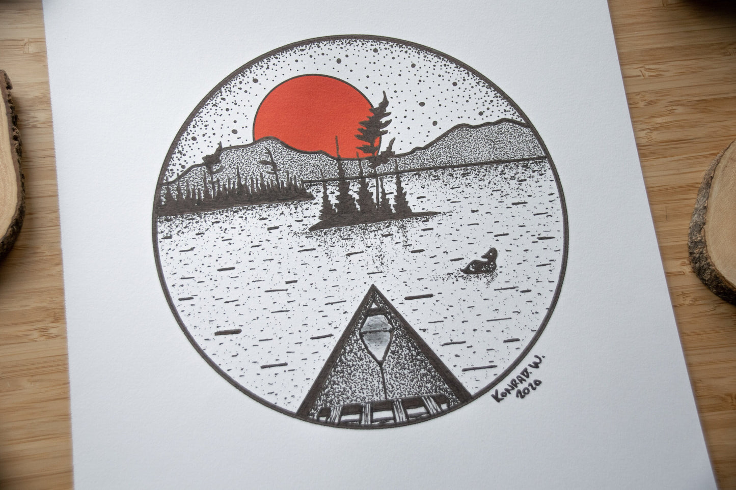 Canoeing - Pen and Ink PRINT