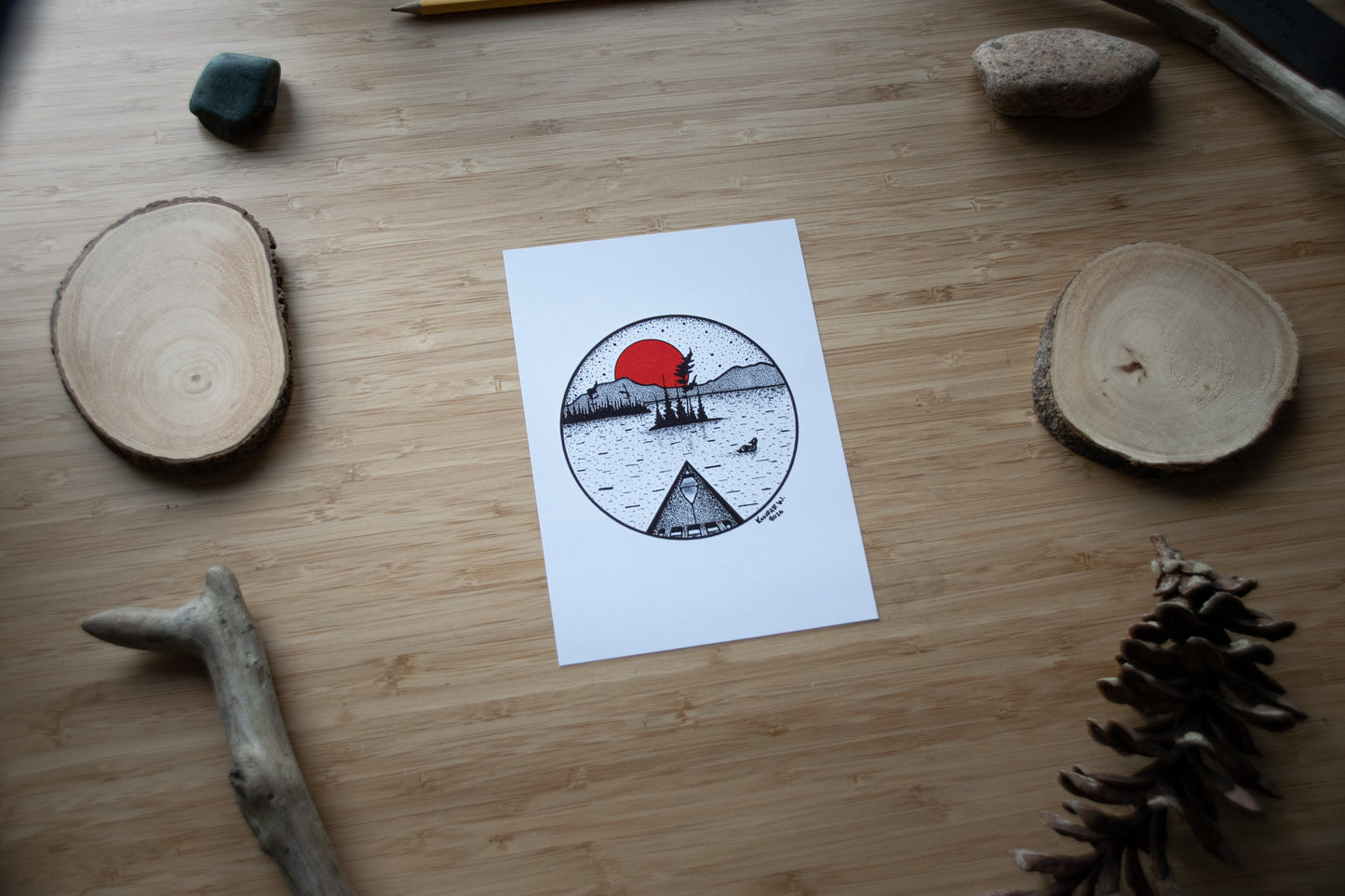 Canoeing - Pen and Ink PRINT