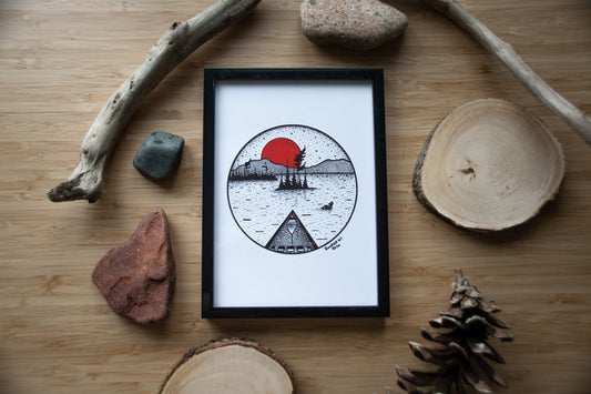 Canoeing - Pen and Ink PRINT