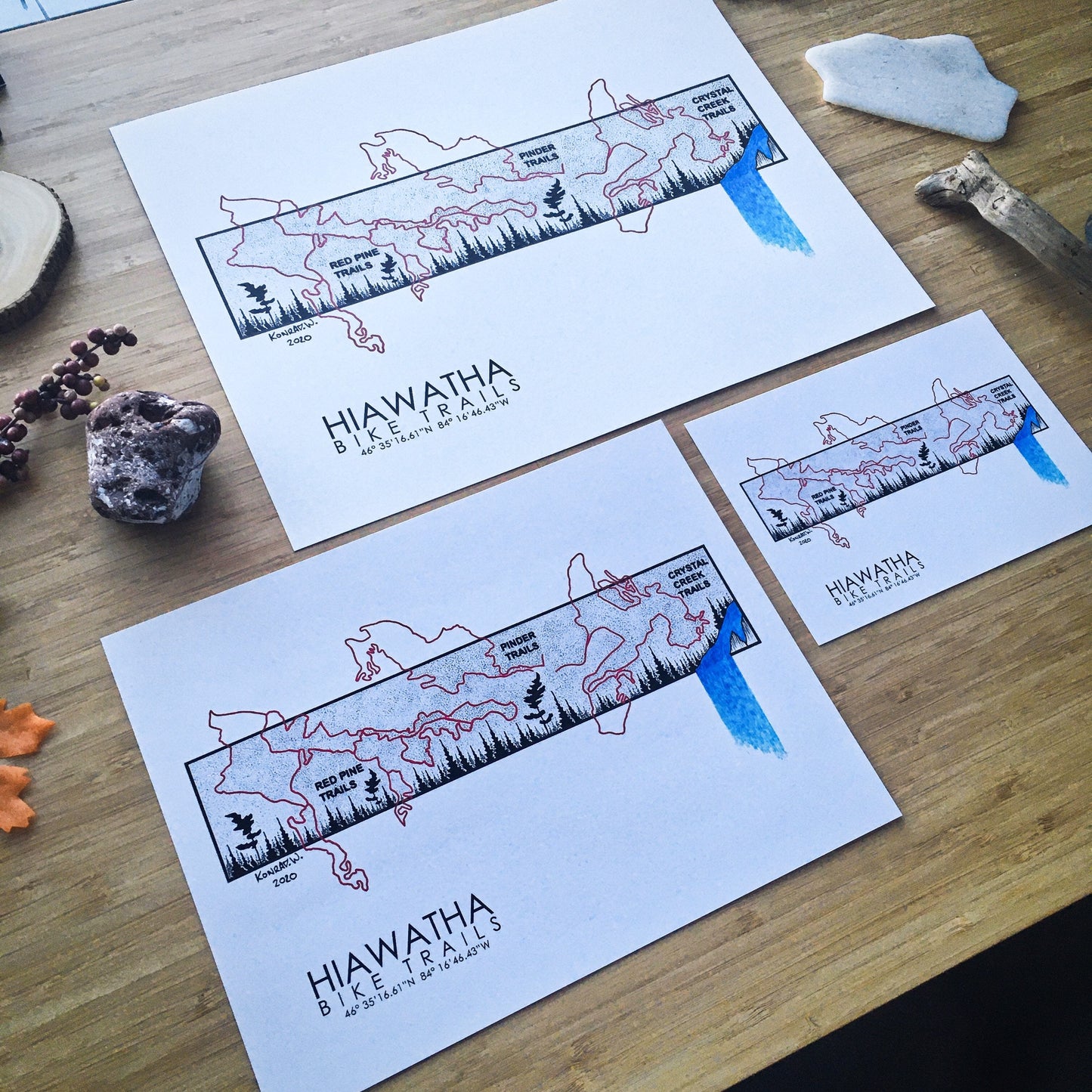Hiawatha Bike Trail Map - Pen and Ink PRINT