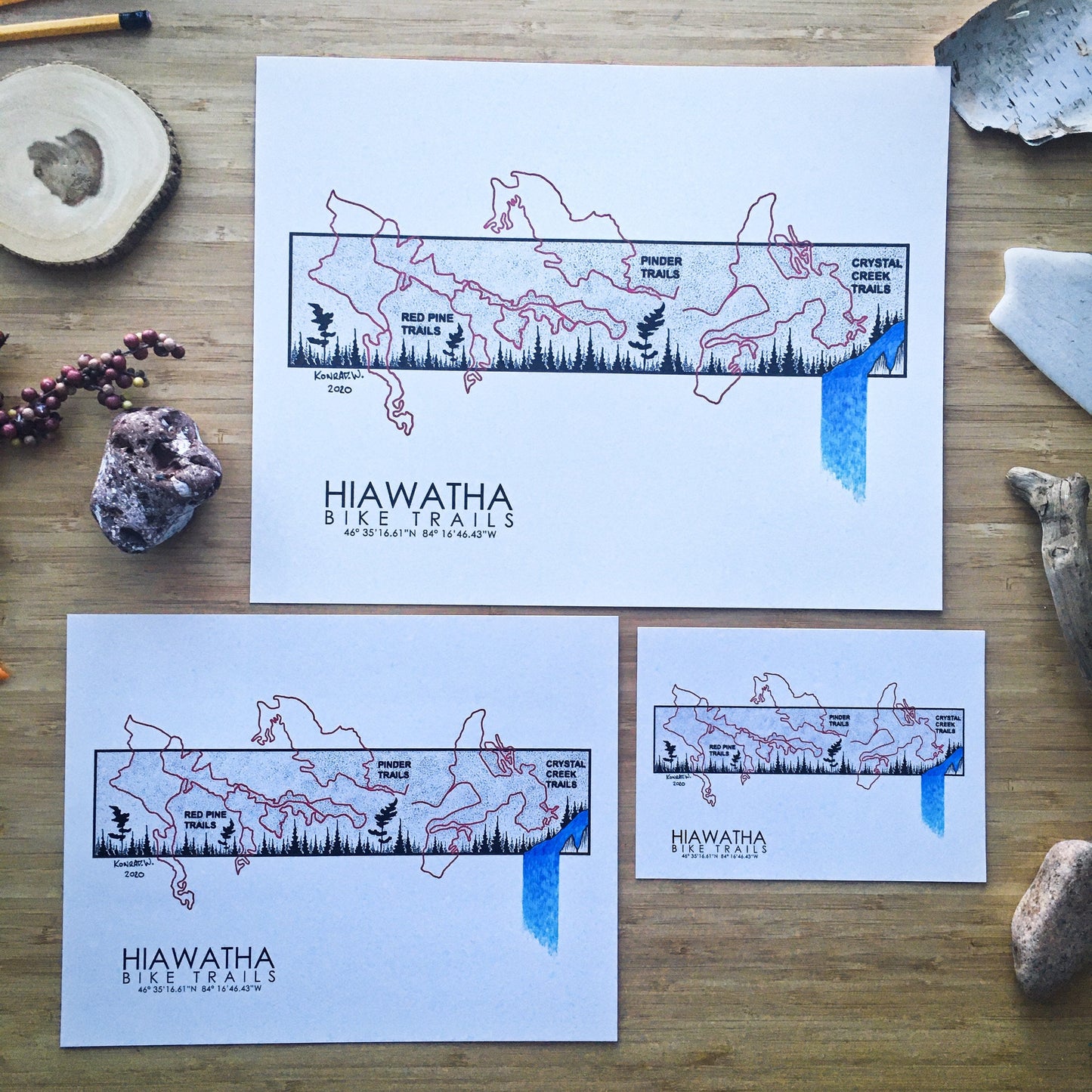 Hiawatha Bike Trail Map - Pen and Ink PRINT