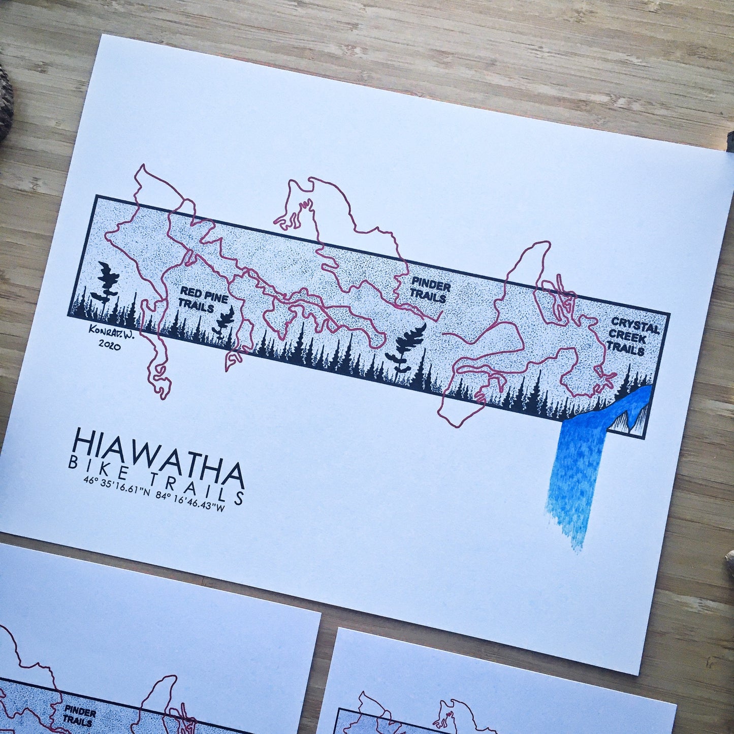 Hiawatha Bike Trail Map - Pen and Ink PRINT