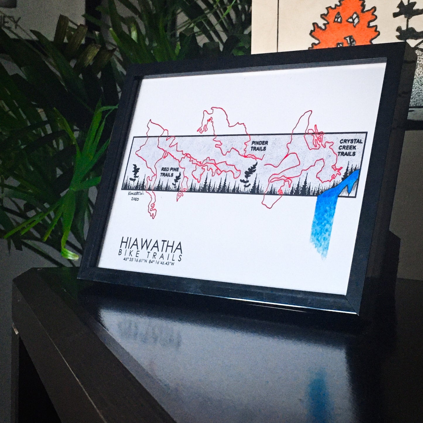 Hiawatha Bike Trail Map - Pen and Ink PRINT