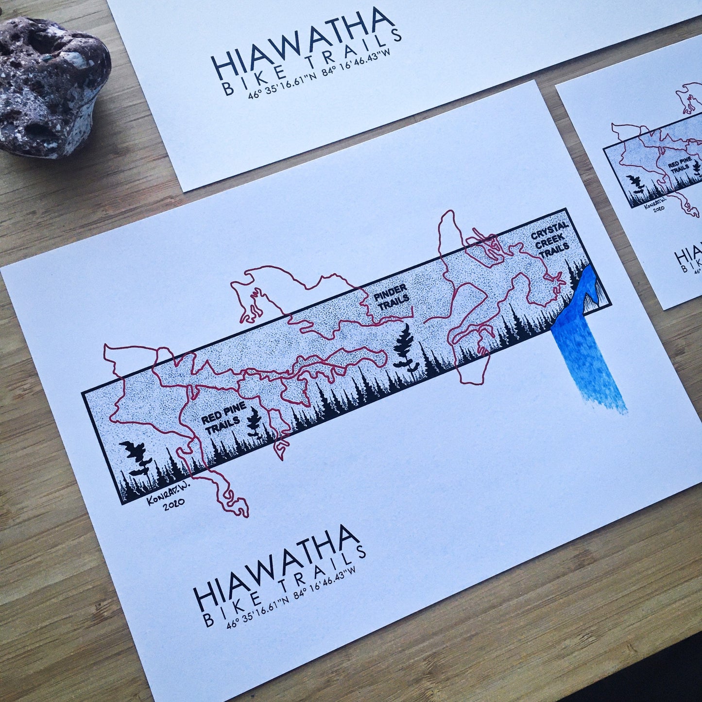 Hiawatha Bike Trail Map - Pen and Ink PRINT