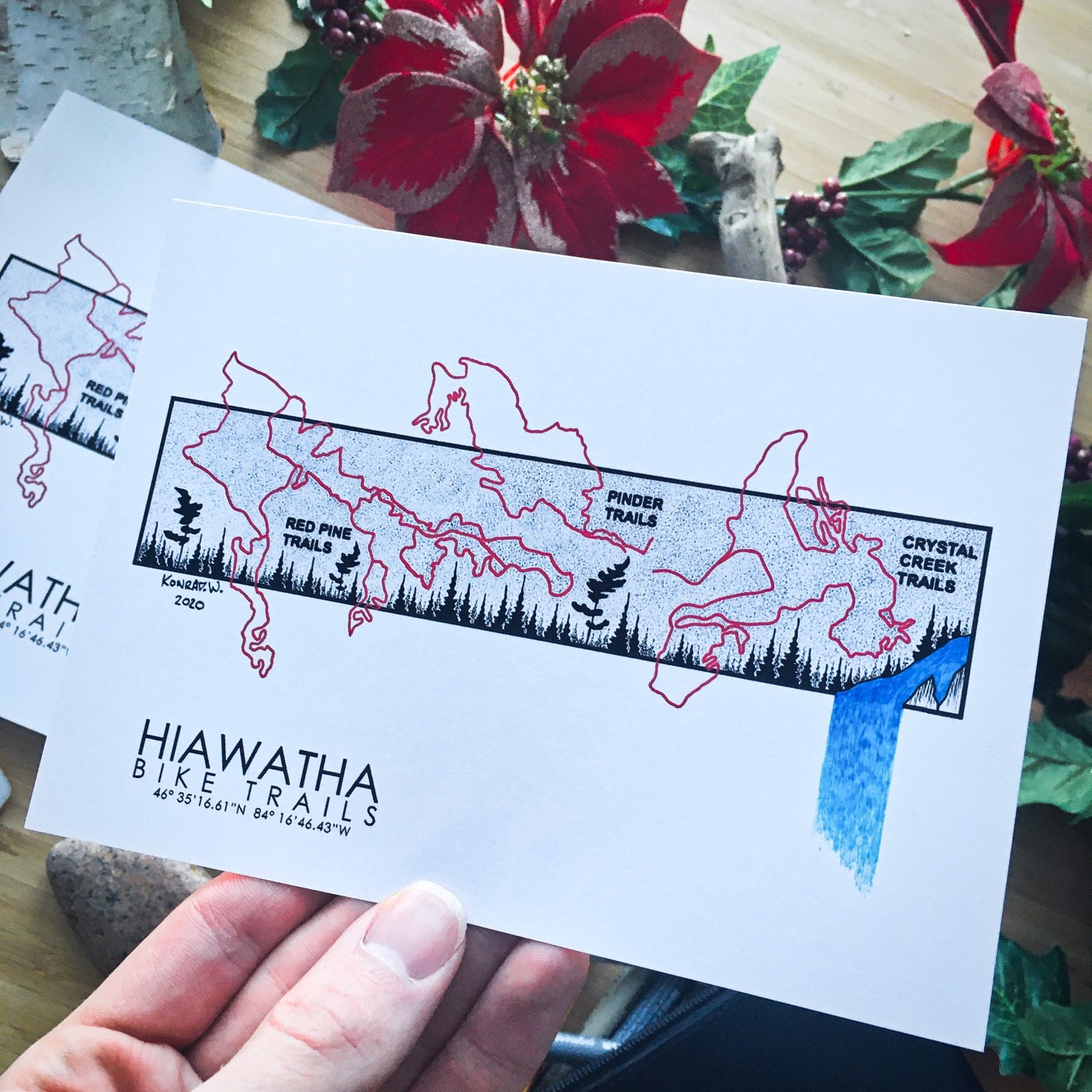 Hiawatha Bike Trail Map - Pen and Ink PRINT