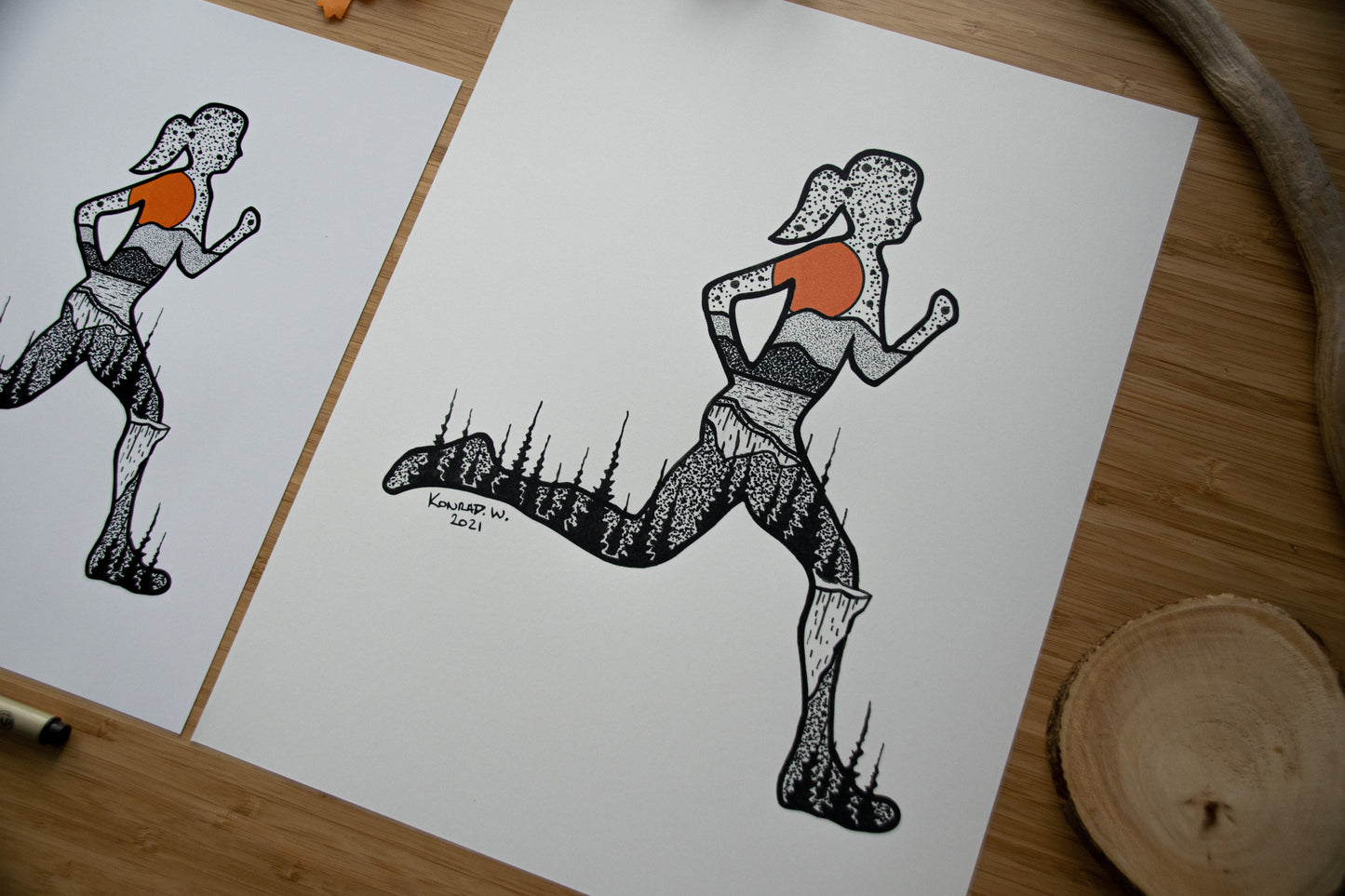 Runner Girl - Pen and Ink PRINT