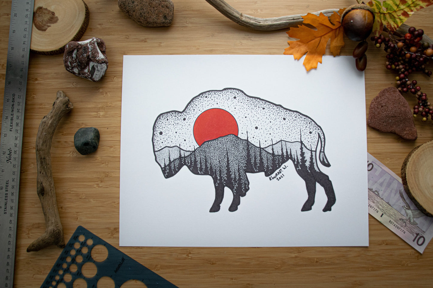 The Bison - Pen and Ink PRINT