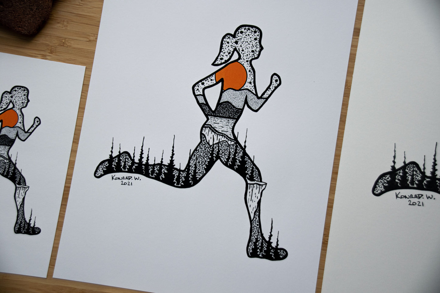 Runner Girl - Pen and Ink PRINT