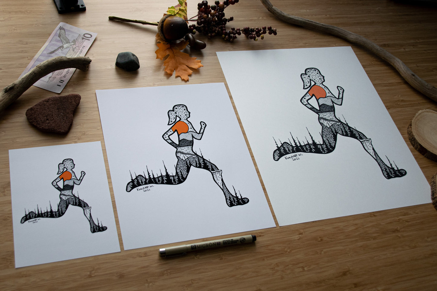 Runner Girl - Pen and Ink PRINT