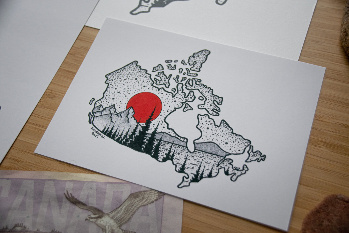 Canada Lakes & Mountains - Pen and Ink PRINT