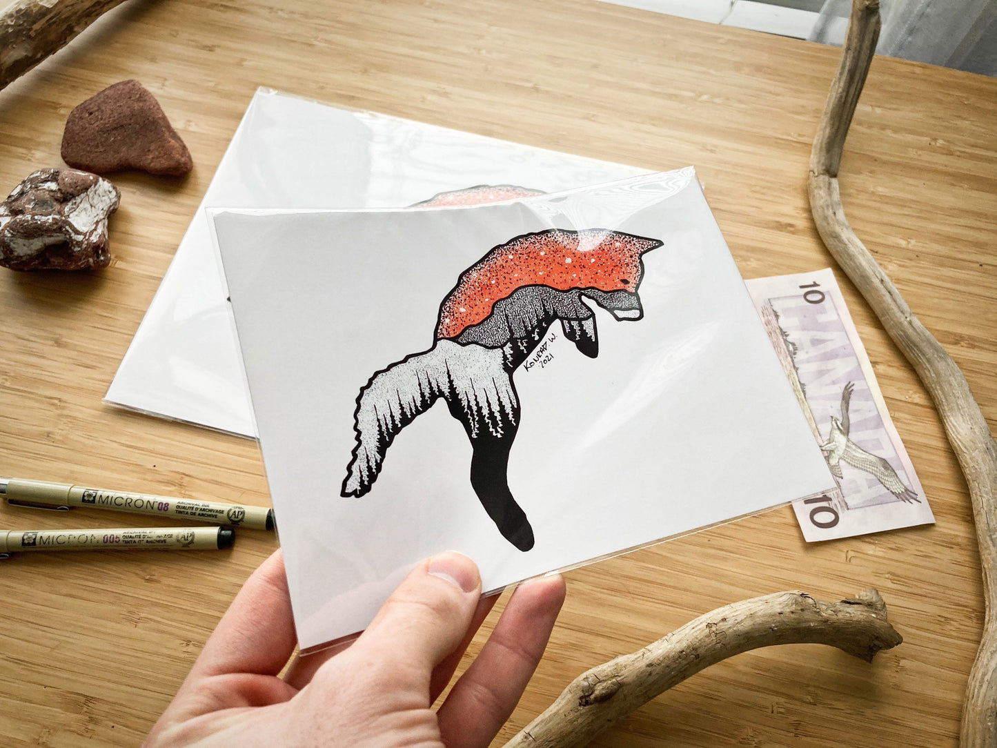 Jumping Fox - Pen & Ink PRINT