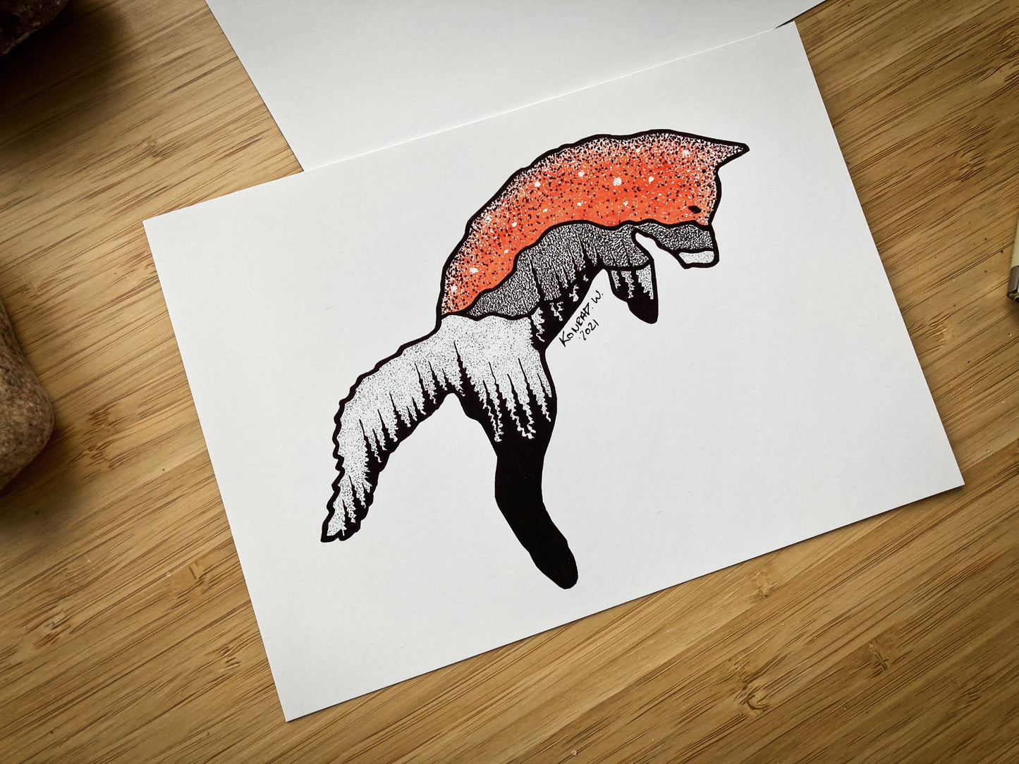 Jumping Fox - Pen & Ink PRINT