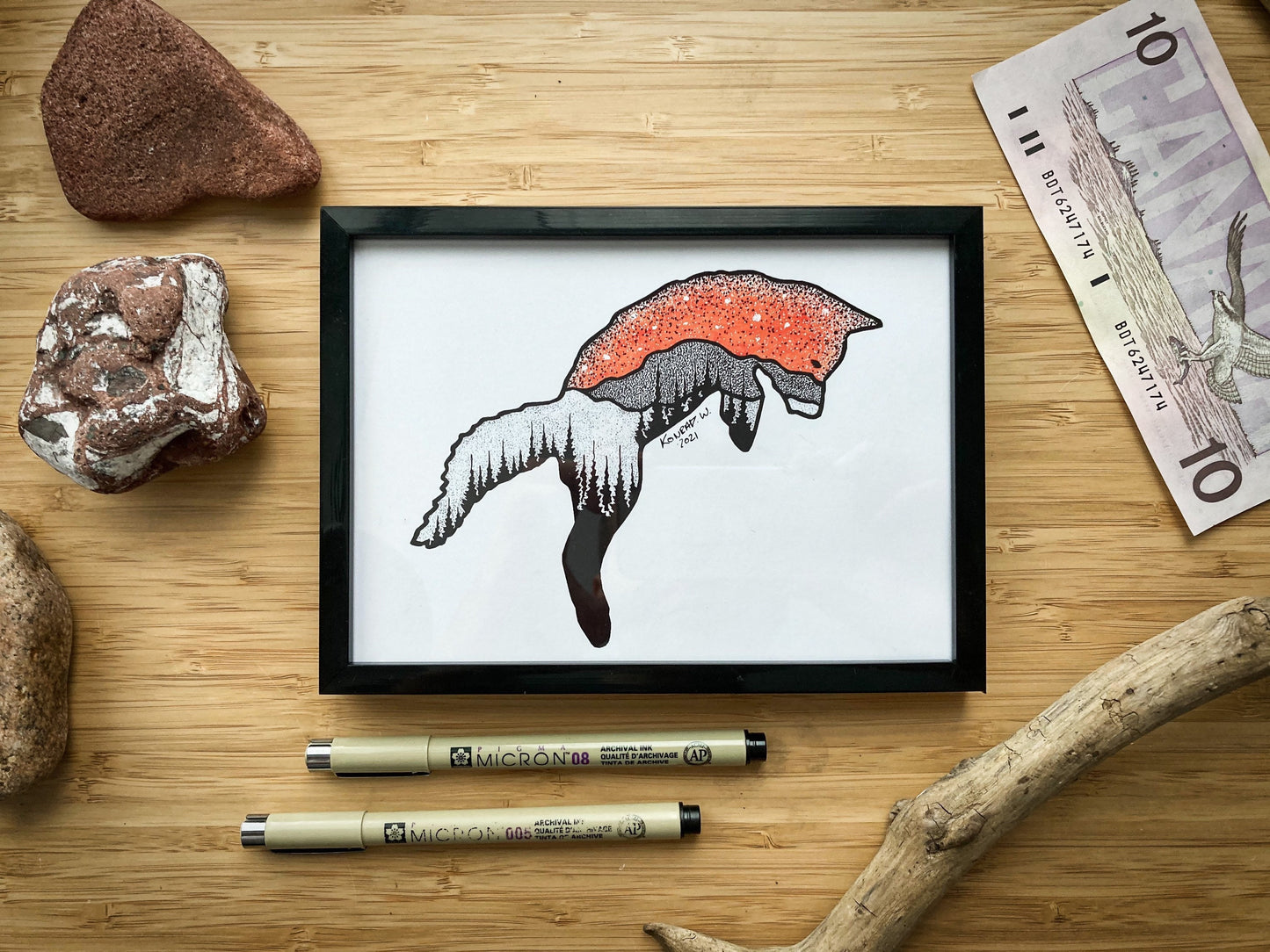 Jumping Fox - Pen & Ink PRINT